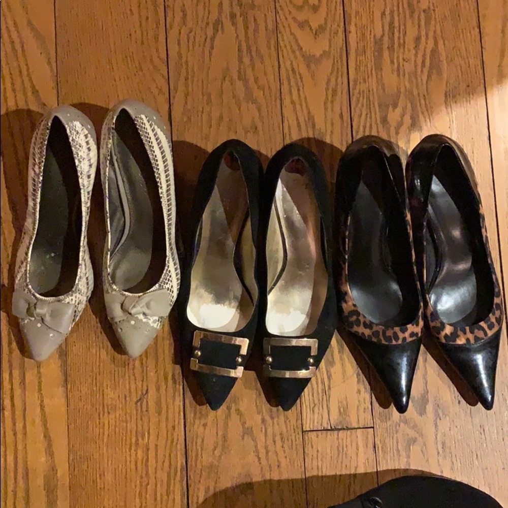 3 pair of pumps 2 Nine West, 1 makowsky size 10